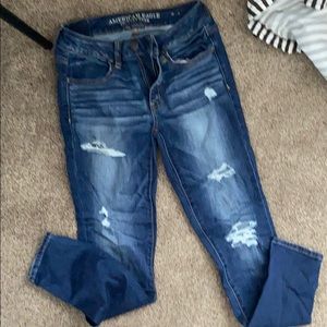 American eagle distressed super x2 stretch jegging